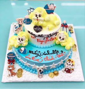 Bánh kem 2 tầng hình con chó